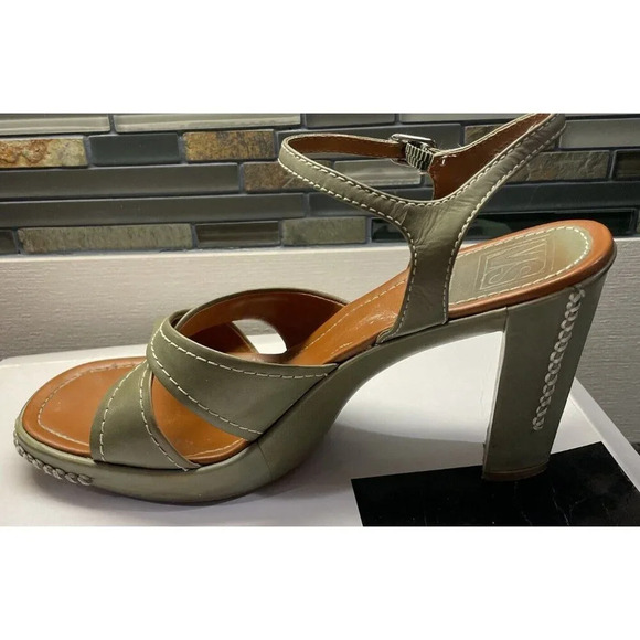 Victoria's Secret Size 8.5 B Tamika Celedon Native Calf Green Heels Sandals - Picture 6 of 9
